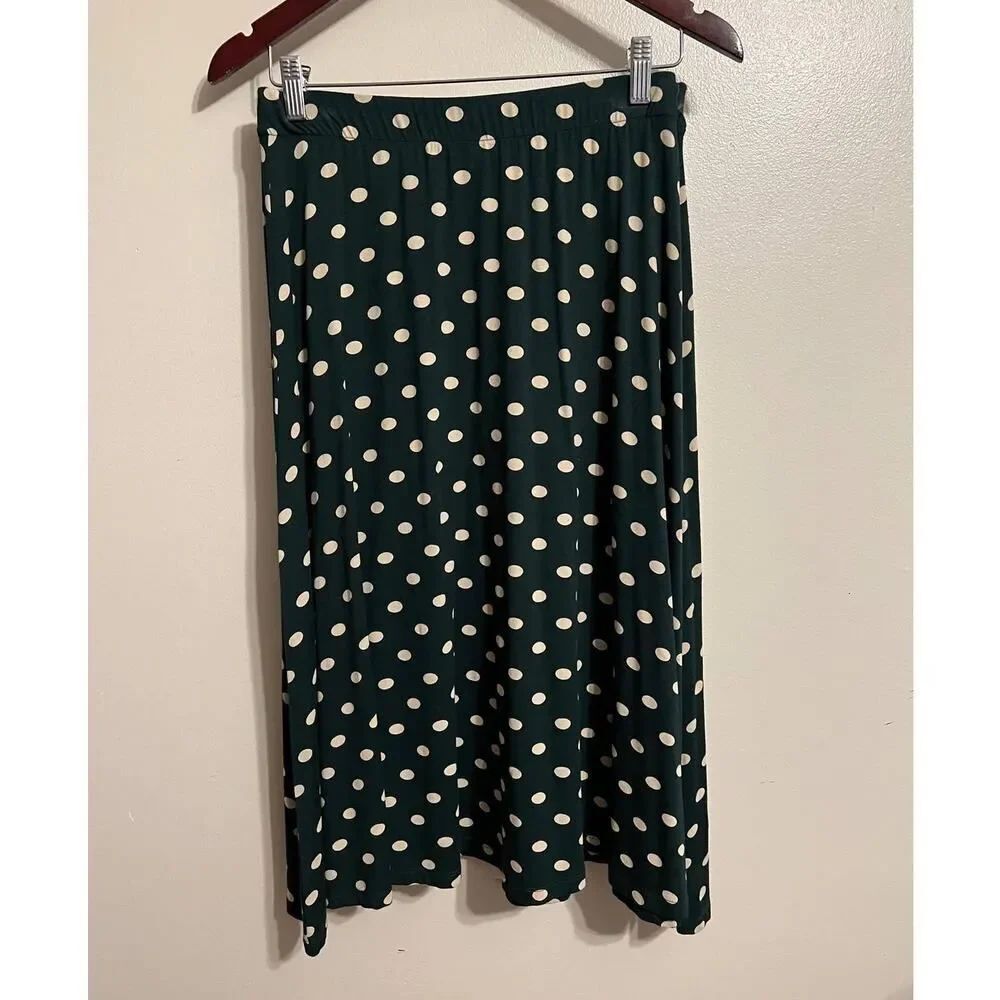 Boden Forrest Green Skirt with Cream Polka Dots Sz. 6